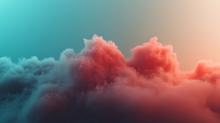 Aufkleber - A serene blend of soft coral and mint hues evokes spring renewal, featuring faint floral patterns on the left side with ample copy space for creative use