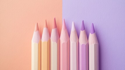 Fototapete - Minimalist pencil strokes in a gradient arrangement showcasing a smooth transition between pastel colors in a simple setup