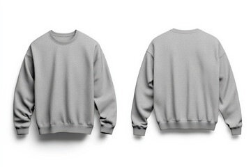 Wall Mural - Soft gray crewneck sweatshirt mockup on a white background