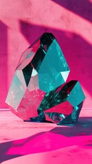 Poster - Bold geometric design in magenta and turquoise creates a striking visual contrast in a contemporary art display
