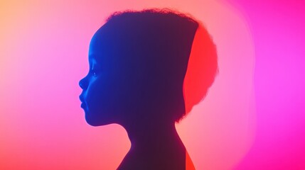 Aufkleber - Vibrant visualization of a glowing child in a whimsical setting with colorful light effects