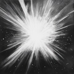 Poster - Starburst explosion radiating light in a dynamic and energetic sketch on a dark background