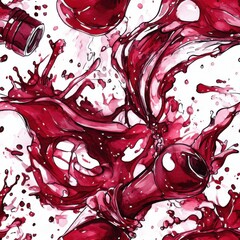 Poster - Bold cartoon doodle of vibrant red watercolor splashes with dynamic movement and playful shapes