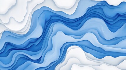 Poster - a blue and white abstract background with wavy shapes