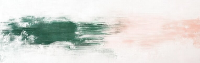 Fototapete - Minimalist canvas with bold green and soft pink brush strokes creating a serene and balanced composition