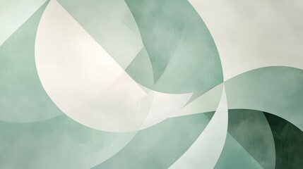 Leinwandbilder - Abstract geometric design featuring pale green light and fluid shapes creating an organic composition of forms