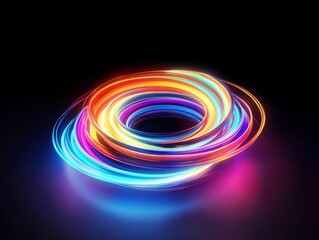 Wall Mural - vibrant, colorful, and swirling neon rings glow brilliantly in the dark, creating a captivating and 