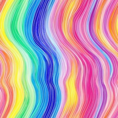 Poster - Vivid watercolor doodle painting featuring swirling rainbow colors on a textured background with playful, artistic lines and patterns