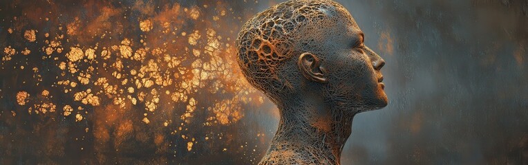 Poster - Mystical profile of a man filled with captivating patterns and ethereal textures in an enchanting environment