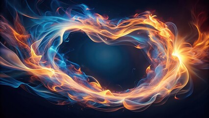 Wall Mural - ethereal swirling flame loops in a dark blue background with soft pastel hues, creating an otherworl