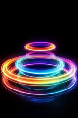 Wall Mural - vibrant and swirling neon rings come together to create a mesmerizing, hypnotic threedimensional eff