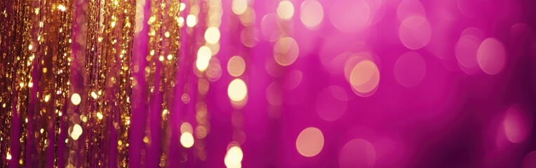 Aufkleber - Sparkling golden strands against a vibrant purple background create a dramatic party atmosphere during evening festivities