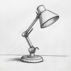 Fototapete - Desk lamp with adjustable arm sketched on a table under soft lighting in a cozy workspace setting