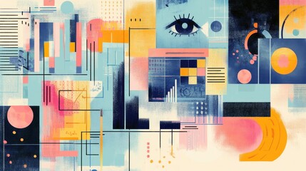 Aufkleber - Creative depiction of digital wallets showcasing vibrant colors and abstract shapes in a modern design