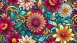 © VisualVault - Vibrant Floral Design with Swirling Artistic Flourishes and Rich Jewel Tones