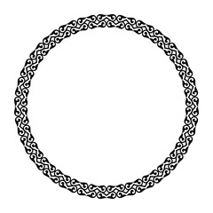 Wall Mural - Black and white ethnic circle frame. Ornamental decorative element. For ceramic, porcelain, embroidery, sandblasting, laser cutting. Vector illustration.