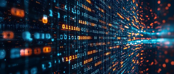 Wall Mural - a computer screen with a long line of numbers