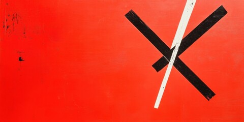Wall Mural - abstract red background with bold black and white lines creates a striking visual impact