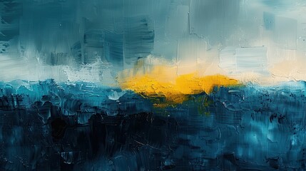 Poster - Abstract Blue and Yellow Digital Painting