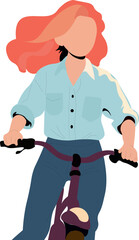 Wall Mural - red-haired girl riding a bicycle