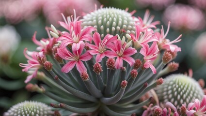 Wall Mural - adenium plant with captivating pink and white flowers showcasing intricate details and vibrant color