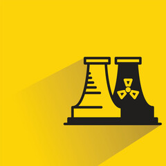 Sticker - nuclear power plant on yellow background