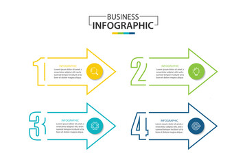Wall Mural - 4 process infographic arrows design template. strategy and business presentation. vector illustratio