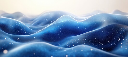 Wall Mural - Abstract Wavy Dot Particles Flowing Blue Gradient Pattern Minimalist Digital Art