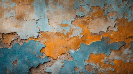 Canvas Print - Peeling Paint Abstract Background in Warm and Cool Tones for Textures and Design Use