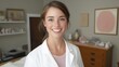 © DenisNata - A young female doctor smiling warmly in a medical office setting.