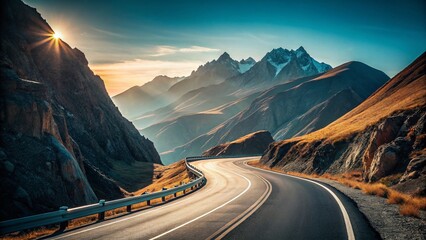 Canvas Print - Minimalist Alpine Road: Serene Mountain Pass Scenic Drive