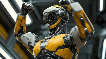 Poster - A futuristic robot with a sleek design, showcasing advanced technology and strength.