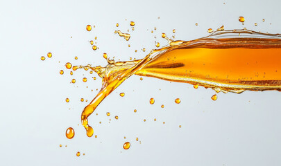 Poster - Golden honey splashes create an eye-catching display as they are poured, showcasing the rich, luscious texture. The vibrant liquid contrasts beautifully with the clean backdrop.