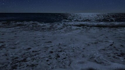 Wall Mural - waves crashing against the seashore at night