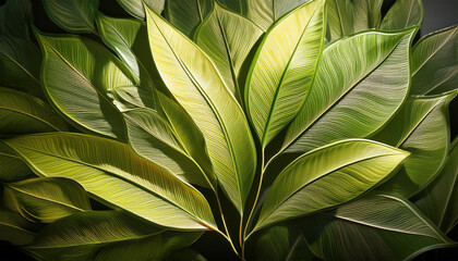 textured leaves elegantly illuminated by soft dappled light the interplay of shadows and textures symbolizes growth renewal and nature s intricate harmony