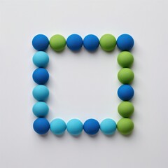 Poster - A square with dots shape blue and green on plain white background