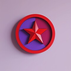 Poster - A star inside a circle shape red and purple on plain white background