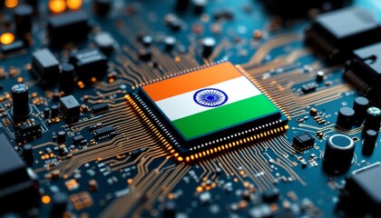 India's Technological Prowess: A Microchip with the Indian Flag Design