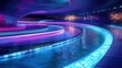 © Santy Hong - Dynamic neon light trails weaving through transparent liquid, glowing reflections, futuristic and high-energy composition, ultra-detailed