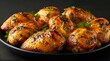 © Undersea - Juicy grilled chicken breasts glazed with honey marinade and fresh herbs served on black plate, perfect for restaurant menu, food photography or cooking blog.