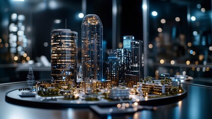 Leinwandbilder - Economic windfall investment expansion showcase urban cityscape 3d model futuristic environment aerial viewpoint
