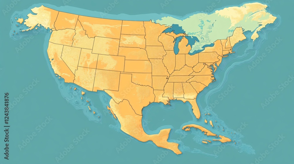 Central America Map with Countries, Regions, and Geographic Features ...