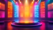 © Din Nasahrudin - Podium stage for television studio modern theater shows concept background wallpaper AI generated image
