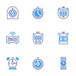 © Blockfine - Timer icon set. Bold line style. Duotone colors. Editable stroke. timer, wristwatch, alarmclock, chronometer, stopwatch, speeddating