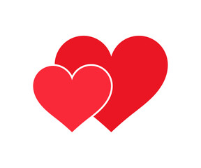 Wall Mural - two cute hearts icon isolated on white background. love symbol. vector illustration.