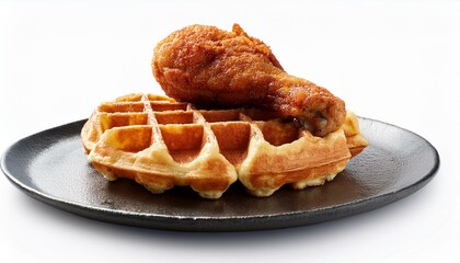 Wall Mural - chicken and waffles isolated on clear white background