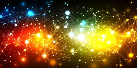 Wall Mural - Colorful Network Data Flow, Abstract Background