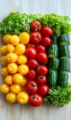 Canvas Print - Colorful Vegetables Wooden Board Flatlay