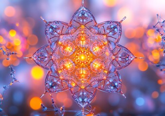 Wall Mural - Festive Crystal Snowflake, bokeh, winter, lights, design