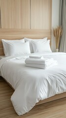 Canvas Print - Experience a cozy oasis with plush white bedding and fluffy pillows in a stylish modern bedroom designed for relaxation and comfort